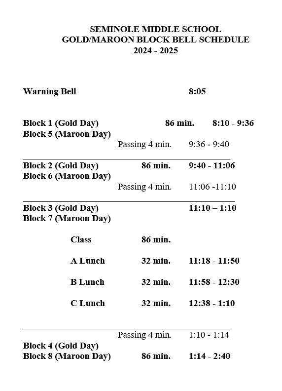 SMS 2024-2025 Bell Schedule